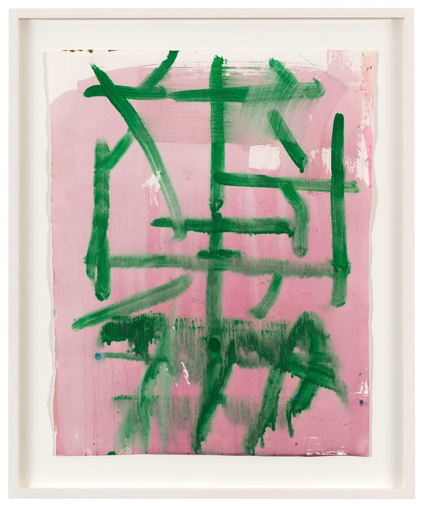 Spencer Lewis, Green Cage on Pink Paper, 2024