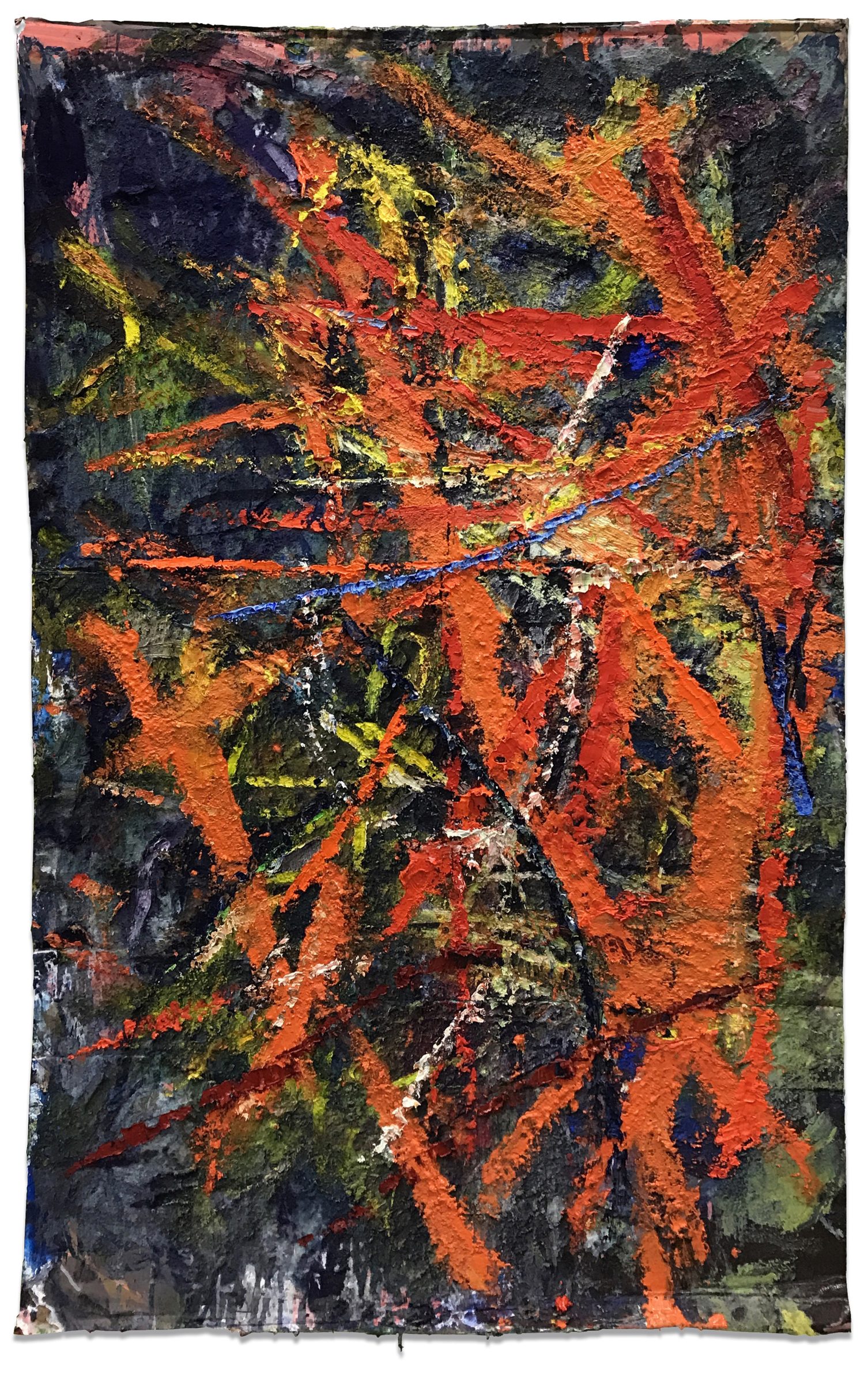 Spencer Lewis, Orange and blue painting, 2016-17